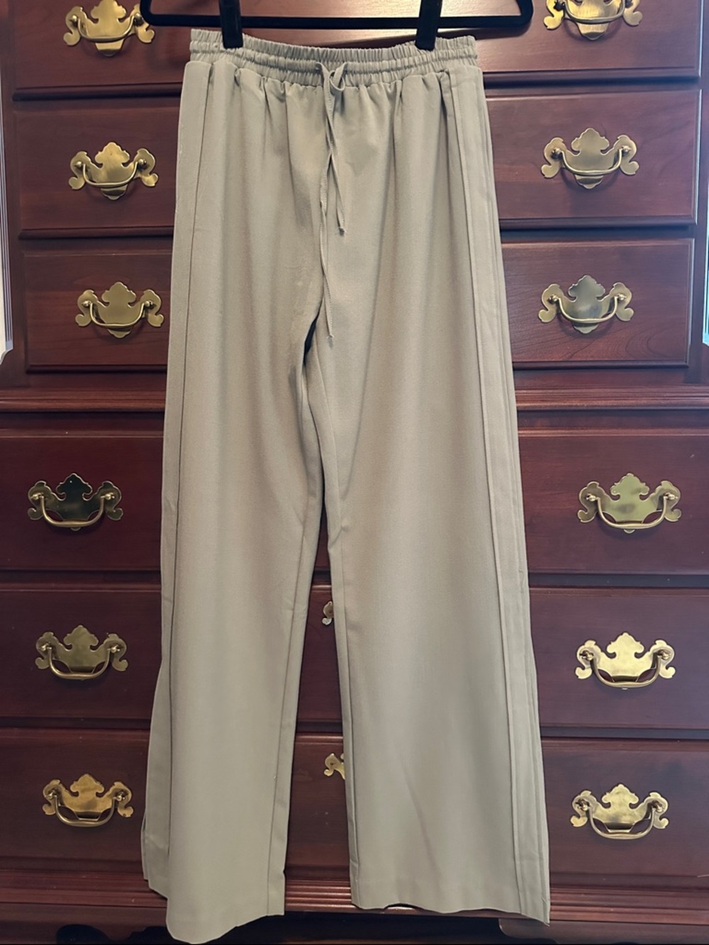Wide-Leg Drawstring Track Pants - sage Never worn!